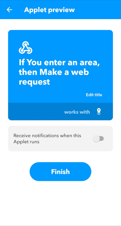 Click finish to activate your applet
